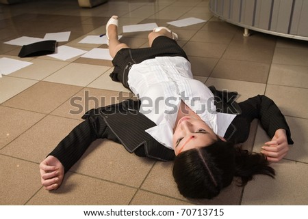Face of the killed businesswoman in a office