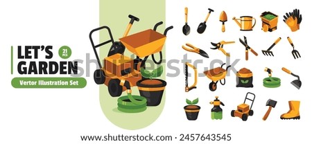 Gardening Essentials Tools and Equipment Vector Illustration Set Collection for All Your Garden Needs