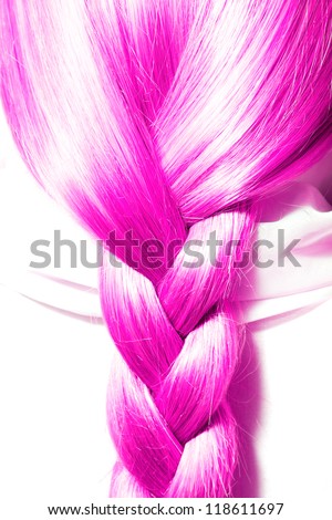 long pink braid of thick hair