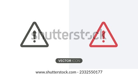  Warning vector icon Flat Icons. Danger warning attention icon outline sign.Different style icons set. Hazard warning attention sign with exclamation mark symbol. Vector illustration