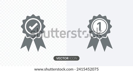 Approved or Qualification Certificate badge icon.Quality certify in filled,Approval check symbol collection.Certificate, champion, and recommended badge icon isolated on gray and transparent 