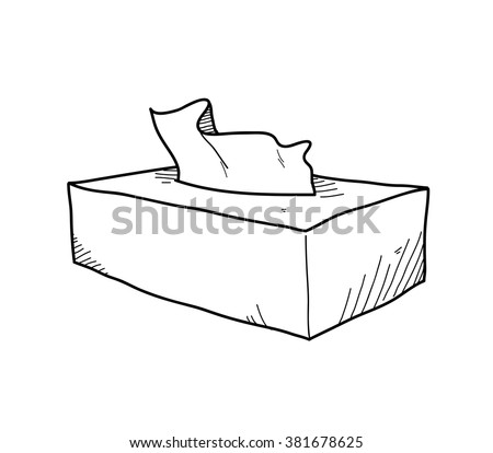 Tissue Box Doodle, a hand drawn vector doodle illustration of a tissue box.