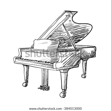 Grand Piano Doodle, A Hand Drawn Vector Doodle Illustration Of A Grand ...