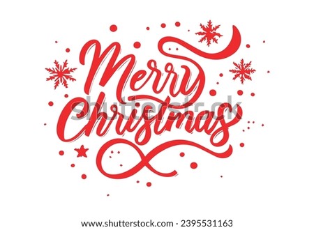 Merry Christmas hand drawn lettering with decoration, Xmas calligraphy on white background