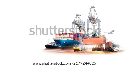 Global business logistics transport import export and International trade concept, Logistics distribution of containers cargo freight ship, Truck and train on white background, Transportation industry ストックフォト © 