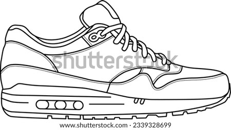 The legendary Nike Air Max 1, outlined and isolated on a white background. Suitable for commercial purposes.