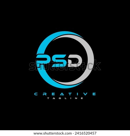 PSD letter logo design on black background. PSD creative initials letter logo concept. PSD letter design.