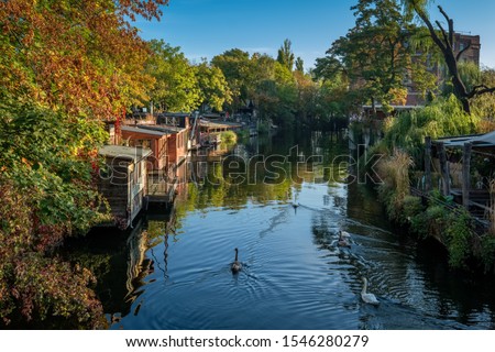 Foto Bild Landwehrkanal mit Schwänen im Winter in Kreuzberg