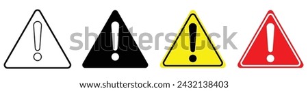 Warning attention sign with exclamation mark web 2.0 button. Smooth triangular shape with shadow on white background