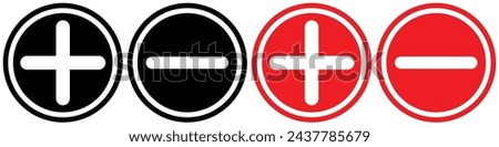 plus and minus icon. Plus and minus icon set in circle . Vector illustration