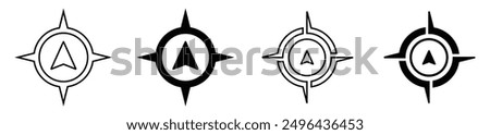 Compass icon in glyph. Navigation compass icon. Navigation symbol in glyph. Compass symbol in black. Stock vector illustration