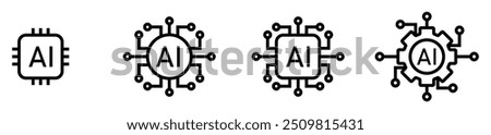 Artificial intelligence AI processor chip vector icon symbol. AI system icon illustration vector. stock vector. illustration. eps 10.