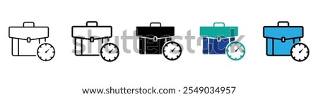 briefcase, clock, time, business, work, deadline, management, job, schedule, professional, icon, illustration, design, sign, road, service, symbol, vector, delivery