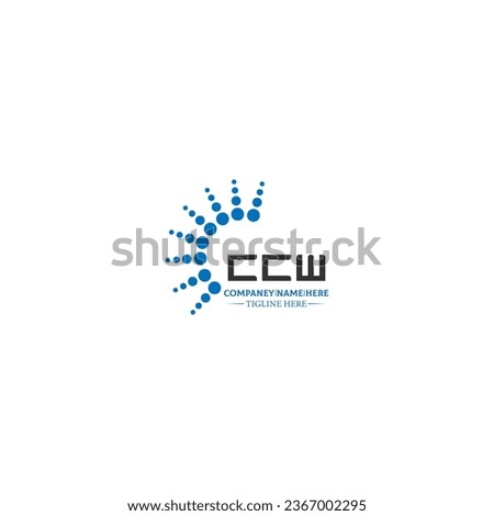 CCW letter logo design in six style. CCW polygon, circle, triangle, hexagon, flat and simple style with black and white color variation letter logo set in one artboard. CCW