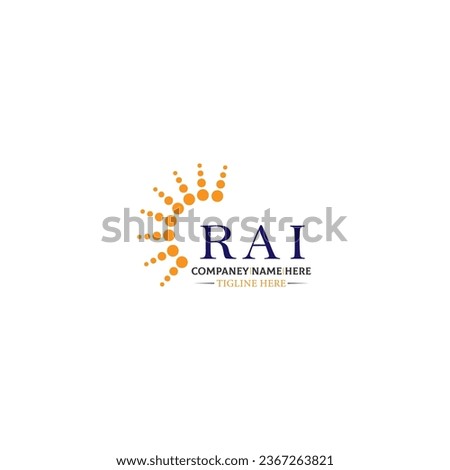 RAI letter logo design in six style. RAI polygon, circle, triangle, hexagon, flat and simple style with black and white color variation letter logo set in one artboard. RAI
