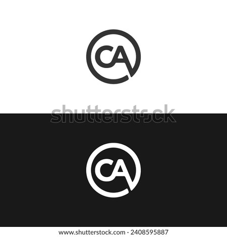 CA logo. C A design. White CA letter. CA, C A letter logo design. Initial C A letter linked circle uppercase monogram logo CA letter logo vector design.	
