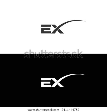 EX logo. E X design. White EX letter. EX, E X letter logo design. Initial letter EX linked circle uppercase monogram logo. E X letter logo vector design. 