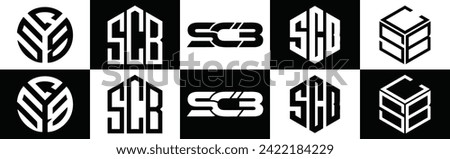 SCB logo. S C B design. White SCB letter. SCB SET, S C B letter logo design. Initial letter SCB linked circle uppercase monogram logo.