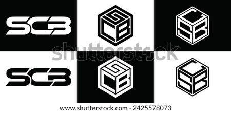 SCB logo. S C B design. White SCB letter. SCB SET, S C B letter logo design. Initial letter SCB linked circle uppercase monogram logo.