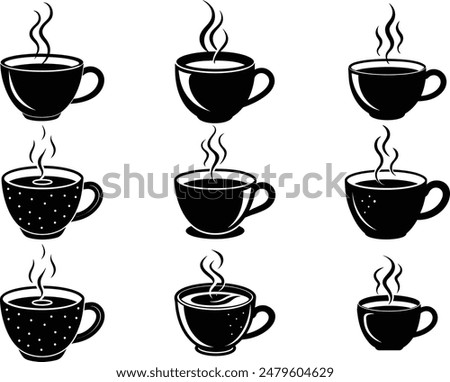 Coffee cups vector set Coffee tea drink logo idea Cup logo idea