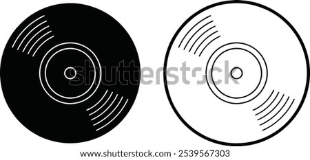 Vinyl Record Icon Black and White