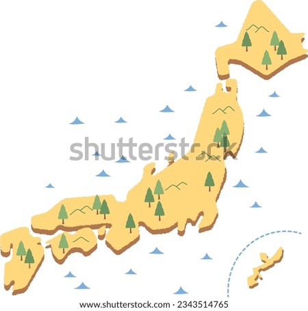 Simple and deformed illustration of the Japanese archipelago