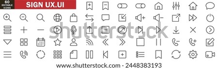 ux , ui line icons set vector illustration icons, on white background  Basic User Interface Essential Set. 200 Line Outline Icons. For App, Web, Print. Editable Stroke. 
