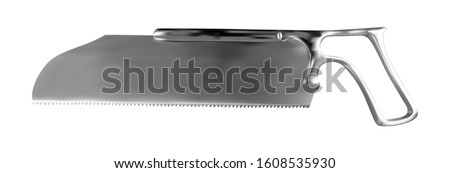Satterlee Bone Saw with Ring Handle Stainless Steel Blade. Medical manual surgical instrument. Vector illustration