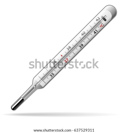 Thermometer medical. Glass mercury thermometer for measuring the temperature of the human body. Vector illustration.