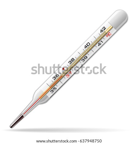 Thermometer medical. A glass thermometer for measuring the temperature of the human body. Vector illustration.