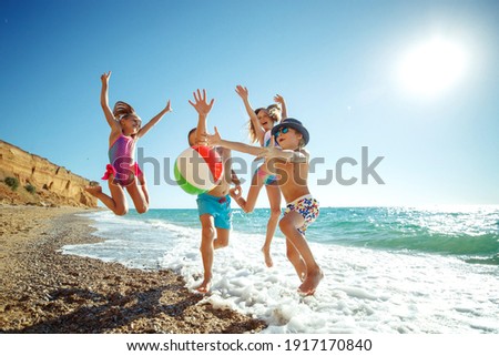 Image, Stock Photo beach photo with child at the edge