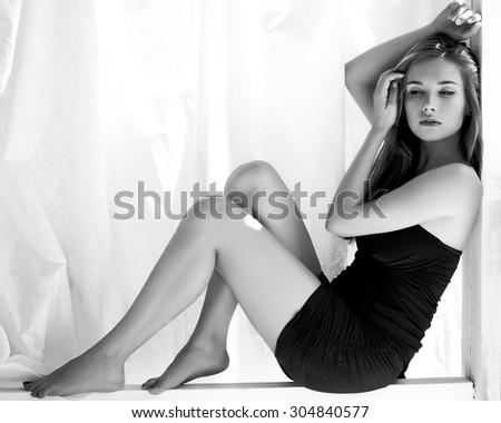 Vogue Style Photo Of Sensual Woman Black and White