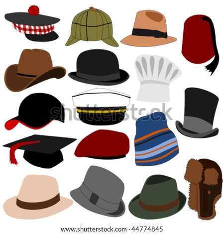 Lots Of Mens Hats Set 01 Stock Vector Illustration 44774845 : Shutterstock