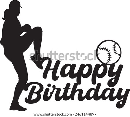 Baseball girl happy birthday ball sign design laser cut