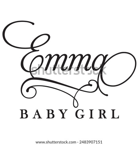 Emma baby girl sign design name text word font swirl baby emma