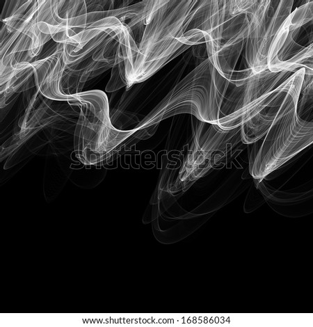 Digitally painted abstract white smoke, designed against a black background.