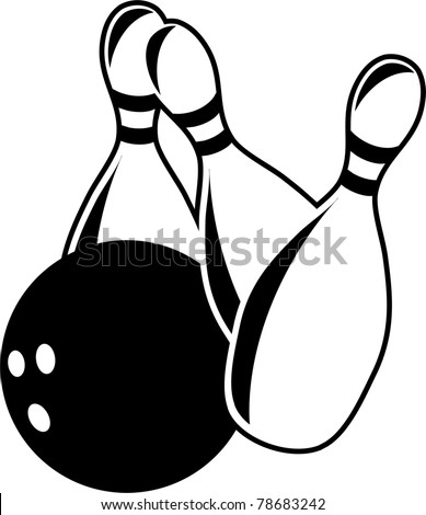 Simple But Bold Black And White Illustration Of Ten Pin Bowling ...