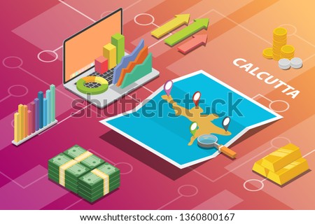 calcutta india city isometric financial economy condition concept for describe cities growth expand - vector illustration