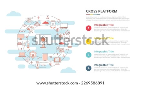 cross platform concept for infographic template banner with four point list information