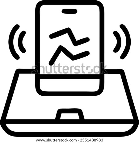 Abstract digital art with holographic fitness tracker on a mobile phone in a home office concept as Camera movement Zoom into the mobile phone screen with a holographic fitness tra