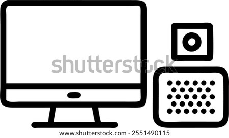 Desktop Speaker and Notebook Isolated concept as A vector image of a desktop speaker and a notebook isolated on a white background. Perfect for representing a tech forward and crea