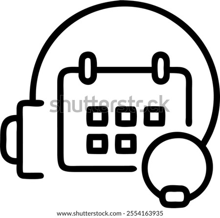 Headphones and People Icons with Team Meeting text isolated on white background concept as Camera movement Focus on the headphones and people icons highlighting team meetings in a