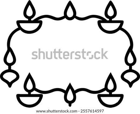 Diwali lanterns and floating diyas border frame with elegant wording creating a serene copy space in the center concept as A serene border frame featuring Diwali lanterns and floating diyas with elega