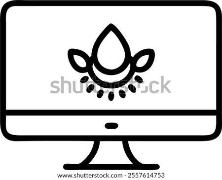 Glossy desktop monitor with holographic financial dashboards and currency symbols concept as A medium angle shot of a glossy desktop monitor displaying holographic financial dashboards and floating cu