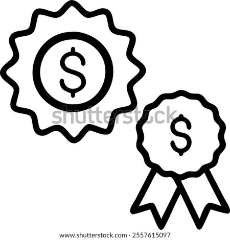 Isolated Sale Badge and Dollar Coin Vector concept as A modern vector design featuring a sale badge and a dollar coin both isolated on a white background. The design highlights sales promotions and ca