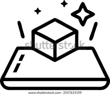 Holographic Tablet with Payment and Promotion Icons concept as A tablet on a glossy white background with holographic icons representing payment and promotion floating above the screen. The design is