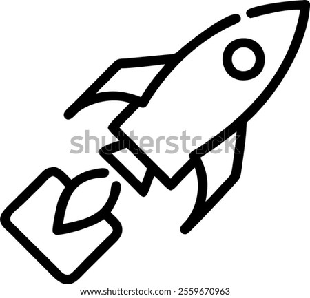 Vector illustration of a rocket with a briefcase symbolizing business startup. concept as A dynamic vector image of a rocket taking off with a briefcase attached to it symbolizing the launch of a busi