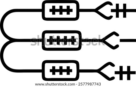 Macro close up of secure data cables with copy space concept as A macro close up of secure data cables connected to a high tech device highlighting the physical layer of data secur