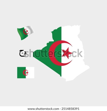 Algerian flag with currency sign and map vector