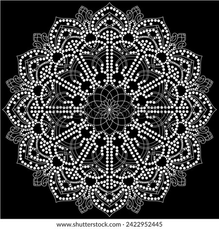 Luxury Mehndi Henna Drawing Circular Mandala pattern for tattoo, decoration premium product poster or painting. Decorative ornament in ethnic oriental style. Outline doodle hand draw illustration